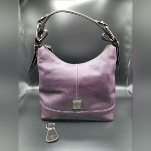 Dooney & Bourke Gracie Pebble Leather Plum Purple Shoulder Bag Purse Key Ring